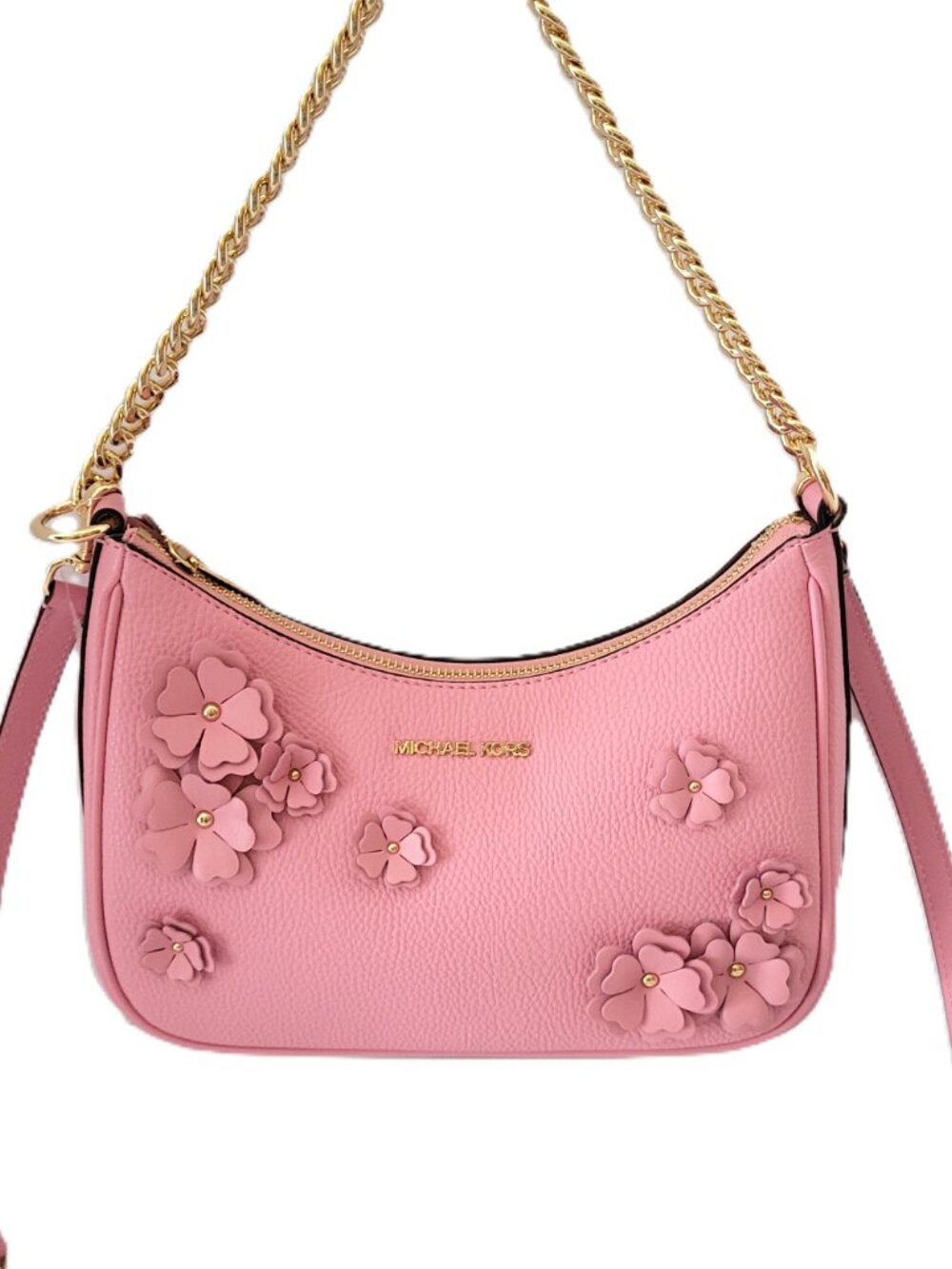 Michael Kors Jet Set Travel Large Embellished Pouchette Crossbody Carnation - Picture 2 of 7